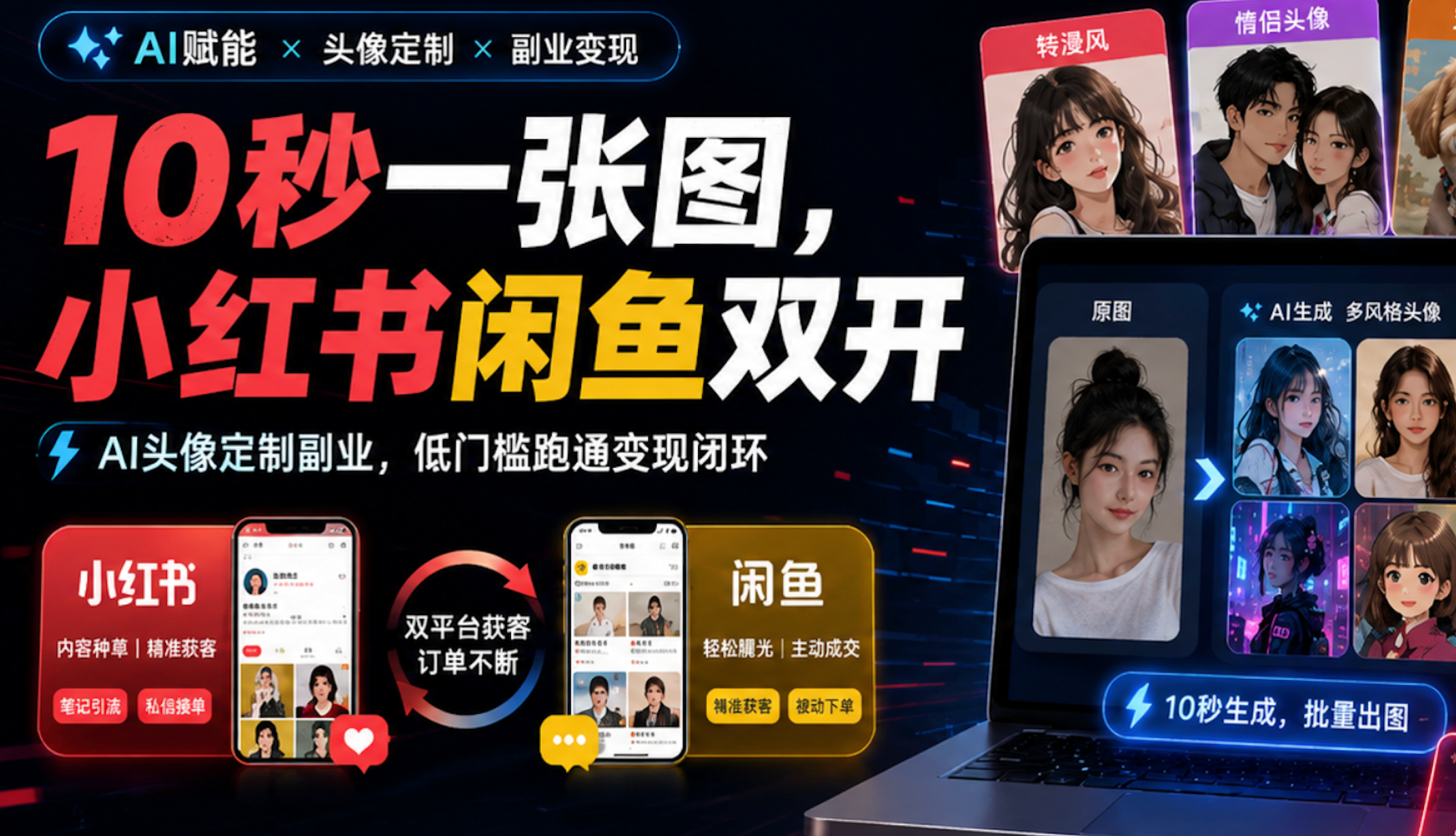 AI头像定制月入4000!0基础一台电脑就能干