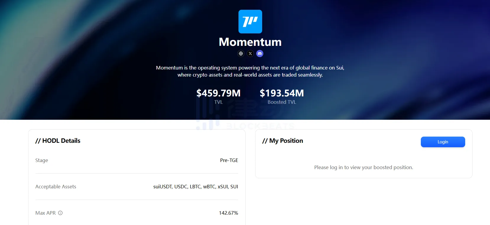 Buidlpad推出Pre-TGE HODL质押活动，首期项目为Momentum