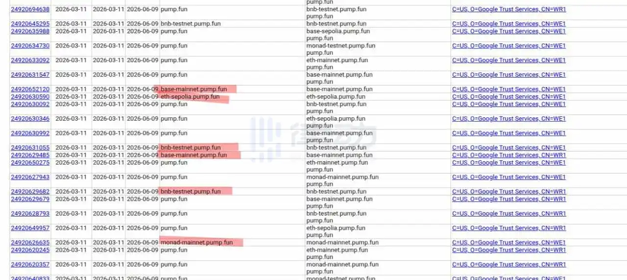 Pump.fun已注册Base、BSC、Monad和以太坊的子域名，或将扩展到其他网络